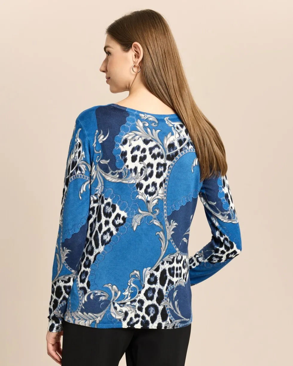 Pullover mit Leo- und Kettenprint