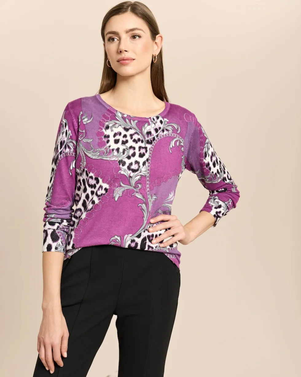 Pullover mit Leo- und Kettenprint