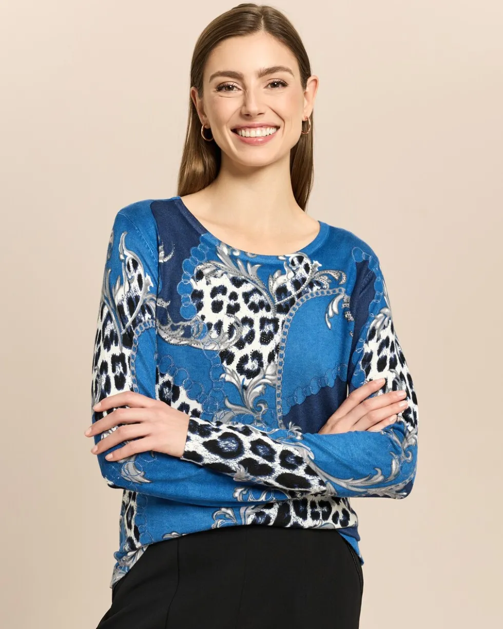 Pullover mit Leo- und Kettenprint