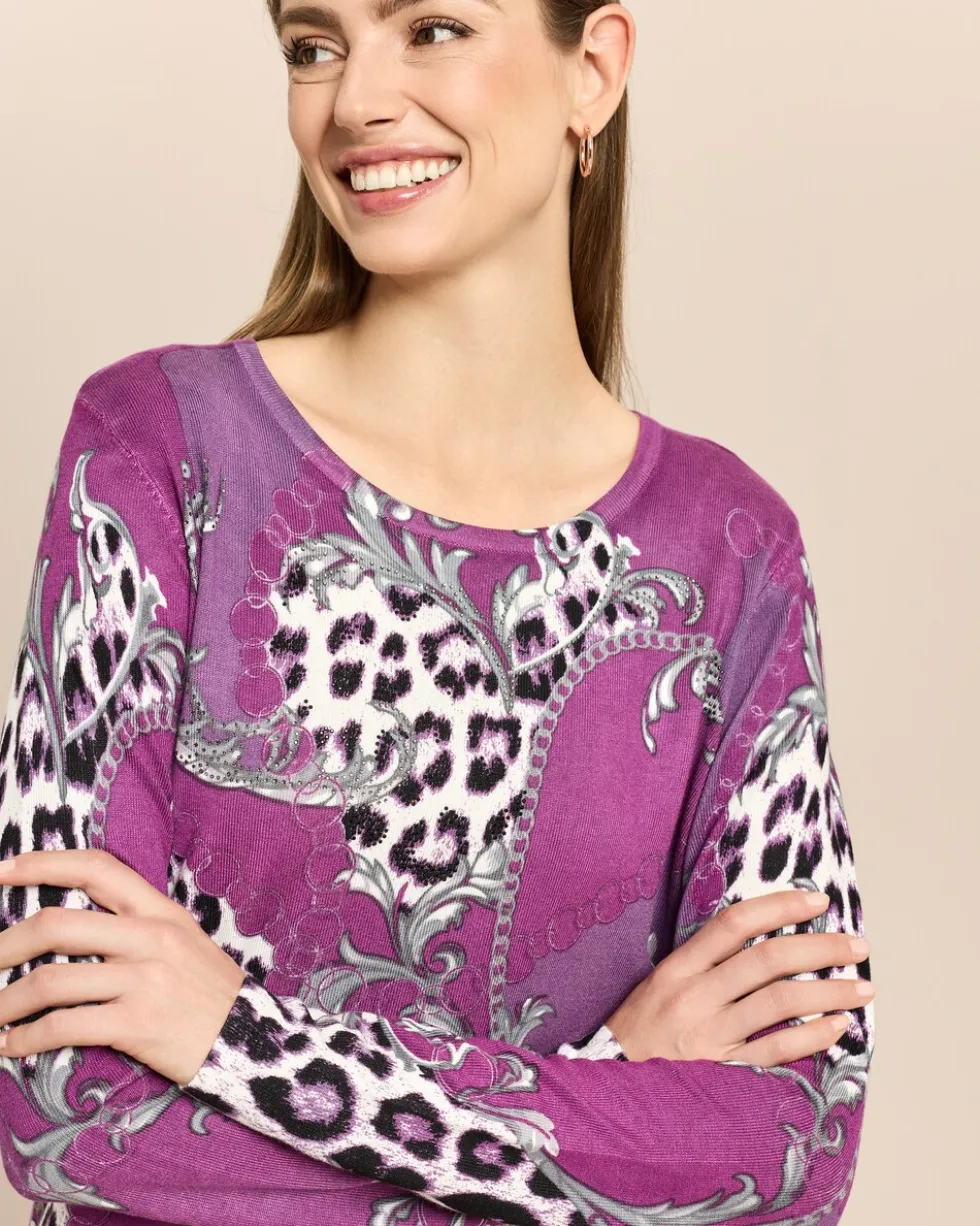 Pullover mit Leo- und Kettenprint