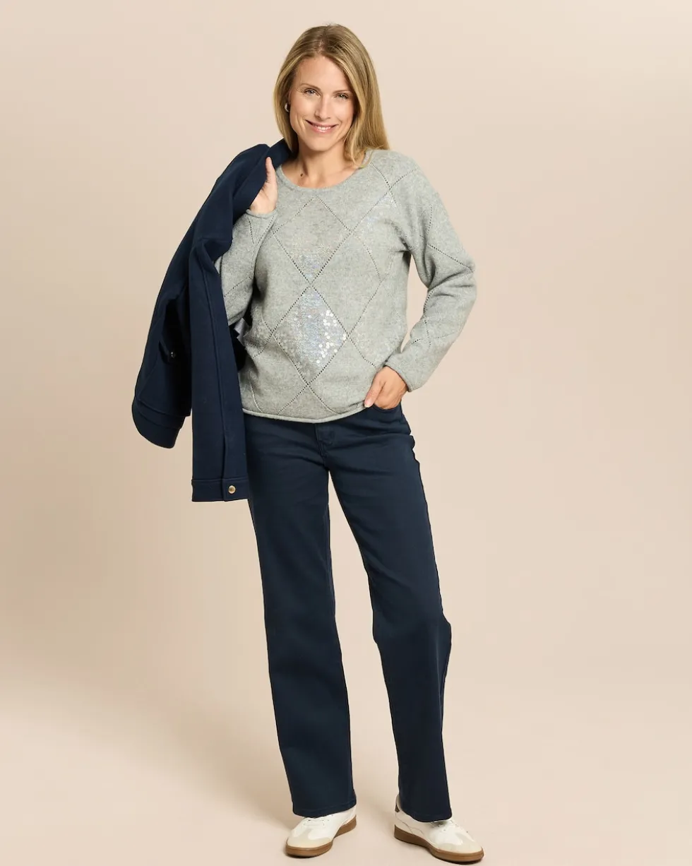 Pullover mit Pailletten-Rauten