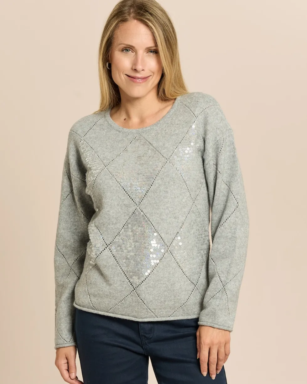 Pullover mit Pailletten-Rauten