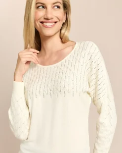 Pullover mit Pointelle-Verzierung
