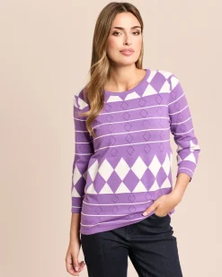 Pullover mit Raute-Ajour-Muster