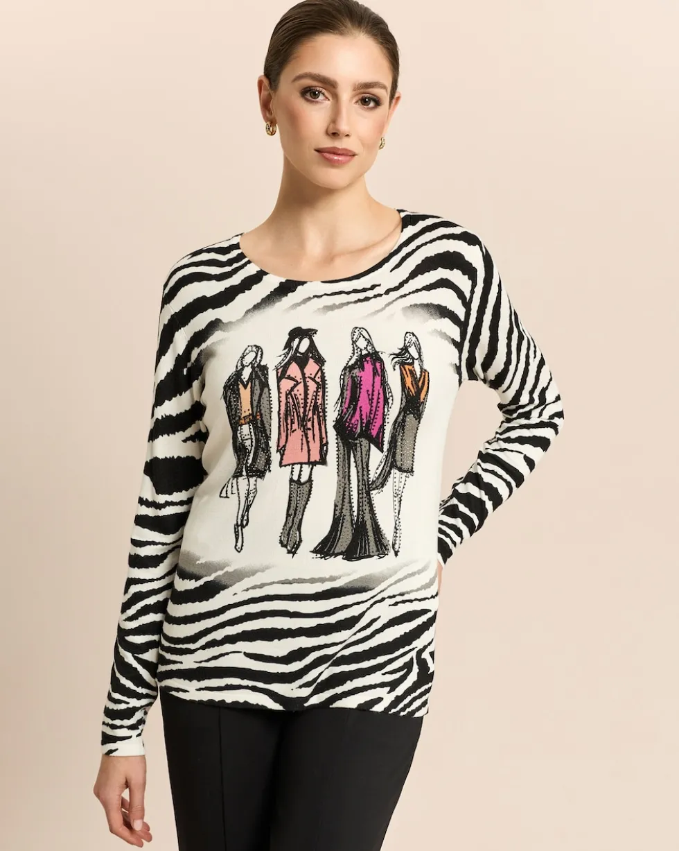 Pullover mit Skizze und Animalprint