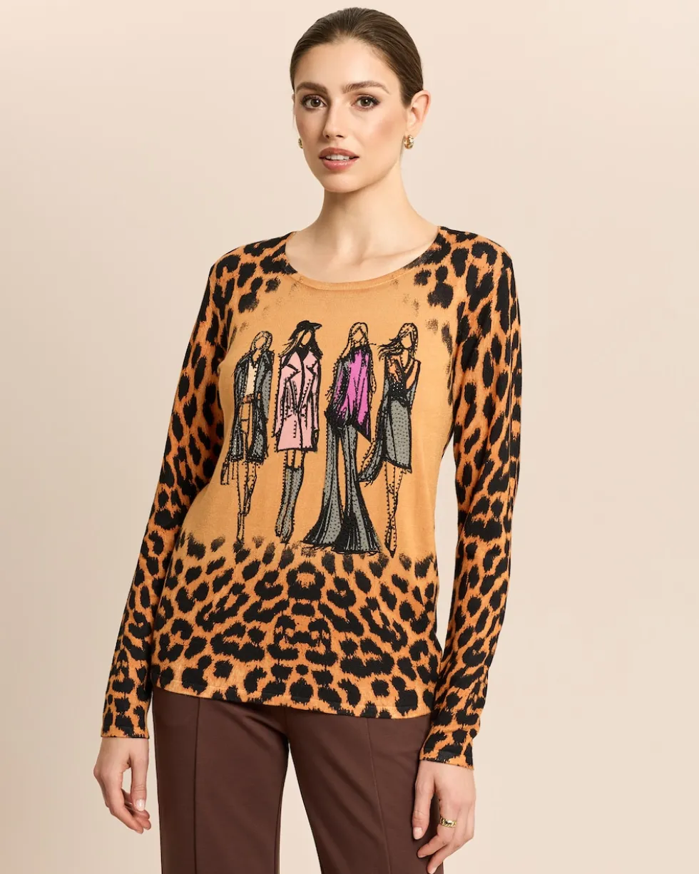 Pullover mit Skizze und Animalprint