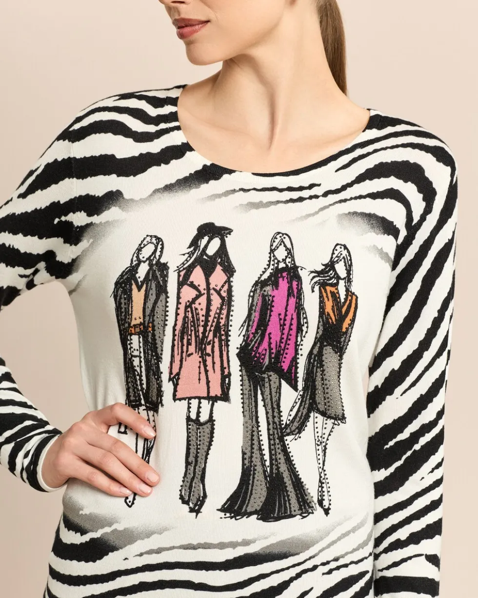 Pullover mit Skizze und Animalprint