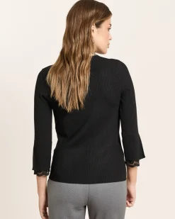 Pullover mit Spitzenbesatz