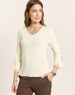 Pullover mit Spitzenbesatz