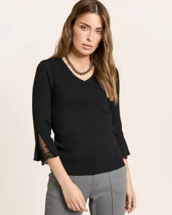 Pullover mit Spitzenbesatz