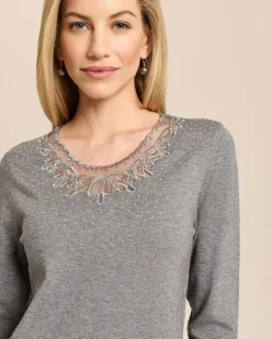 Pullover mit Spitze und Strass