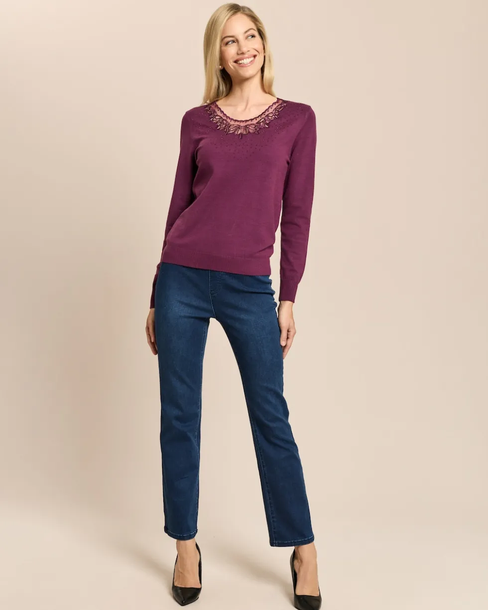 Pullover mit Spitze und Strass