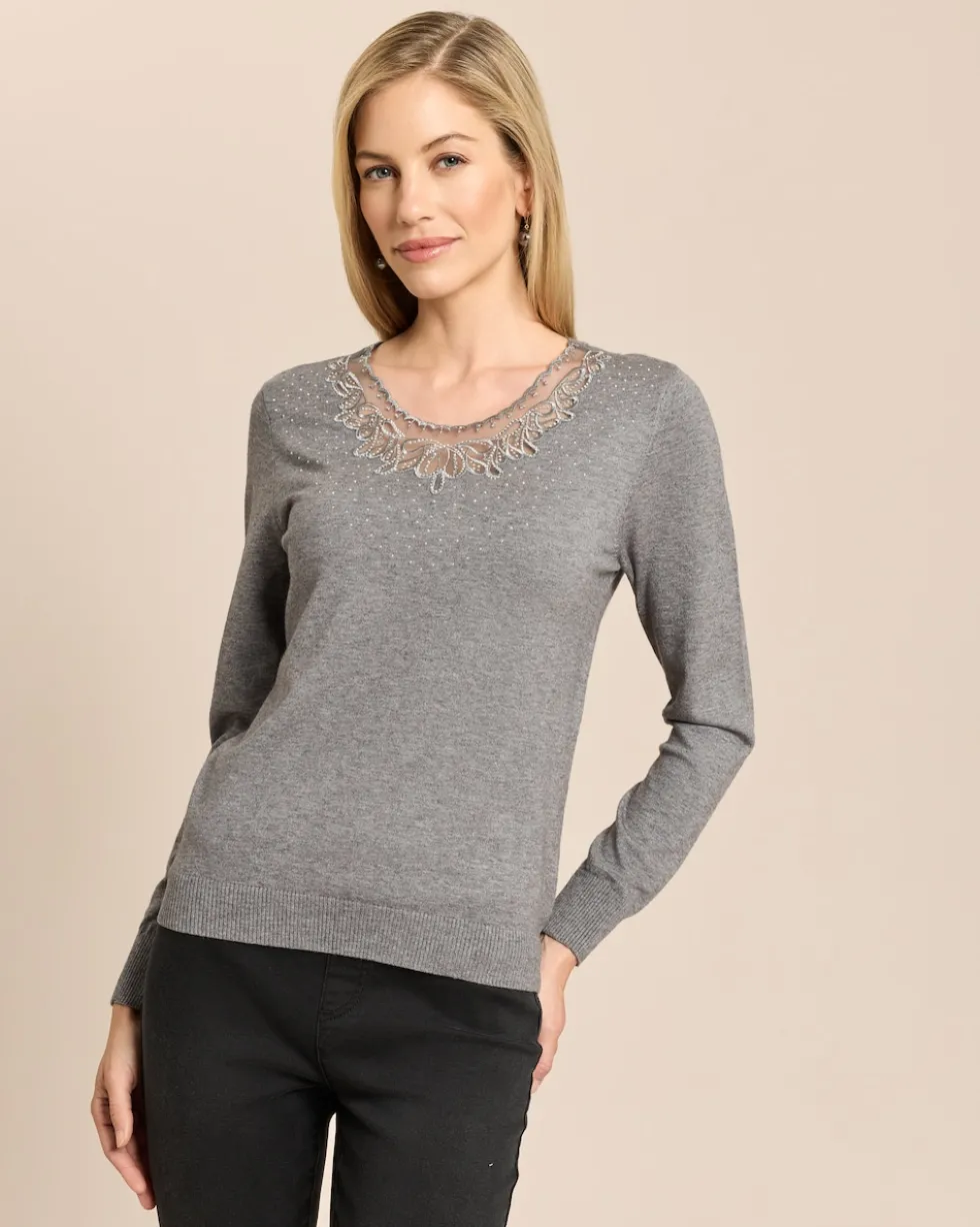 Pullover mit Spitze und Strass