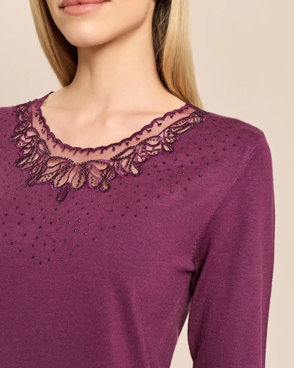Pullover mit Spitze und Strass