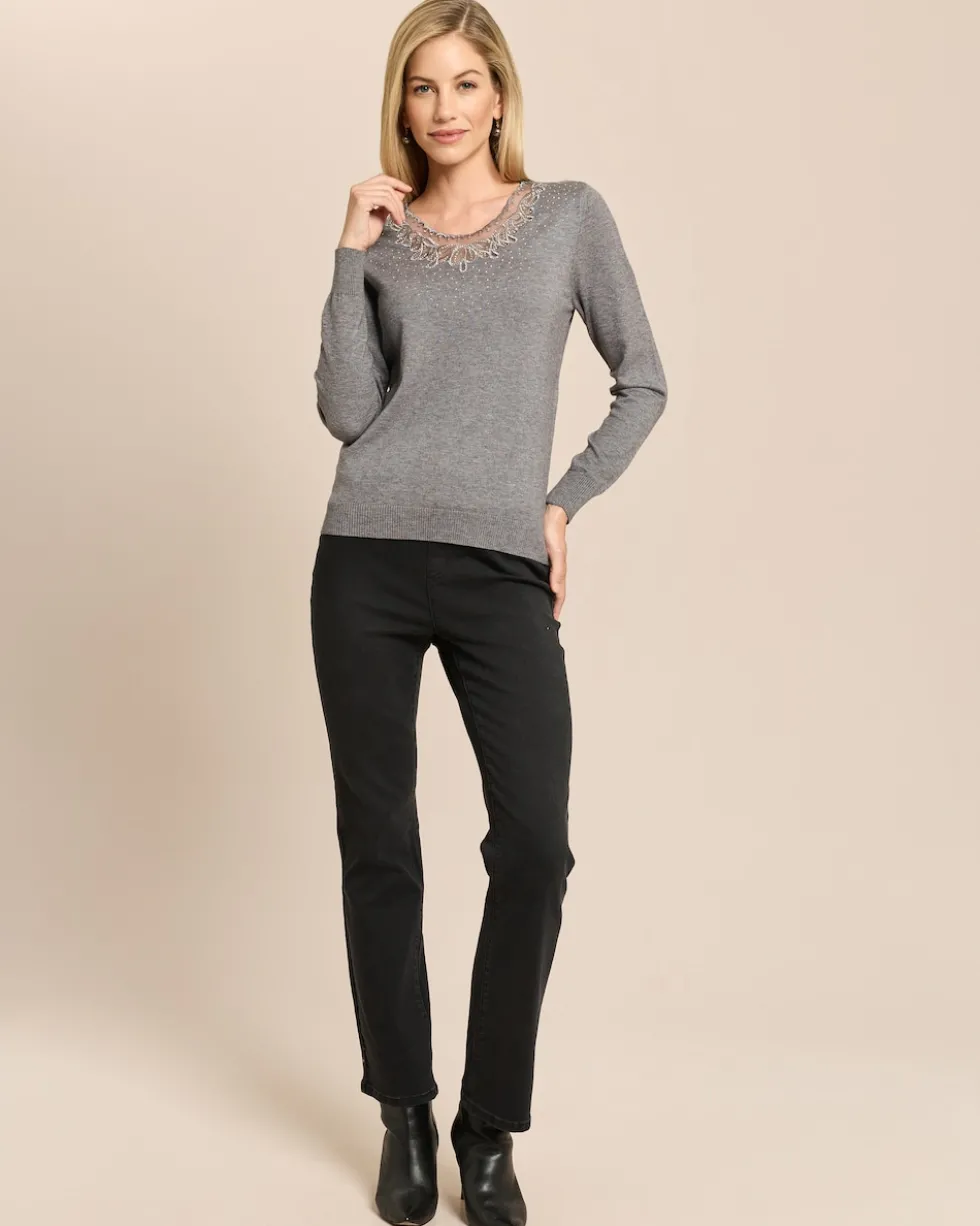Pullover mit Spitze und Strass