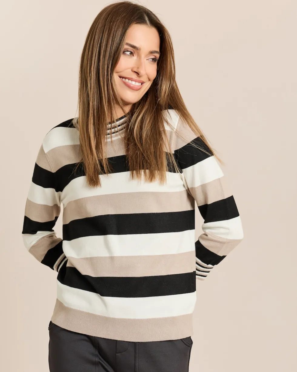 Pullover mit Stehkragen geringelt