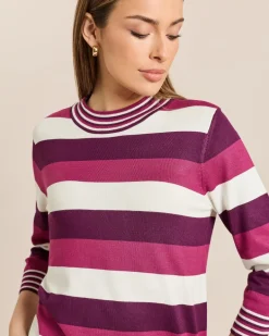 Pullover mit Stehkragen geringelt
