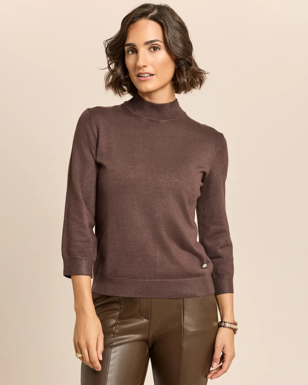 Pullover mit Stehkragen und 3/4 Arm