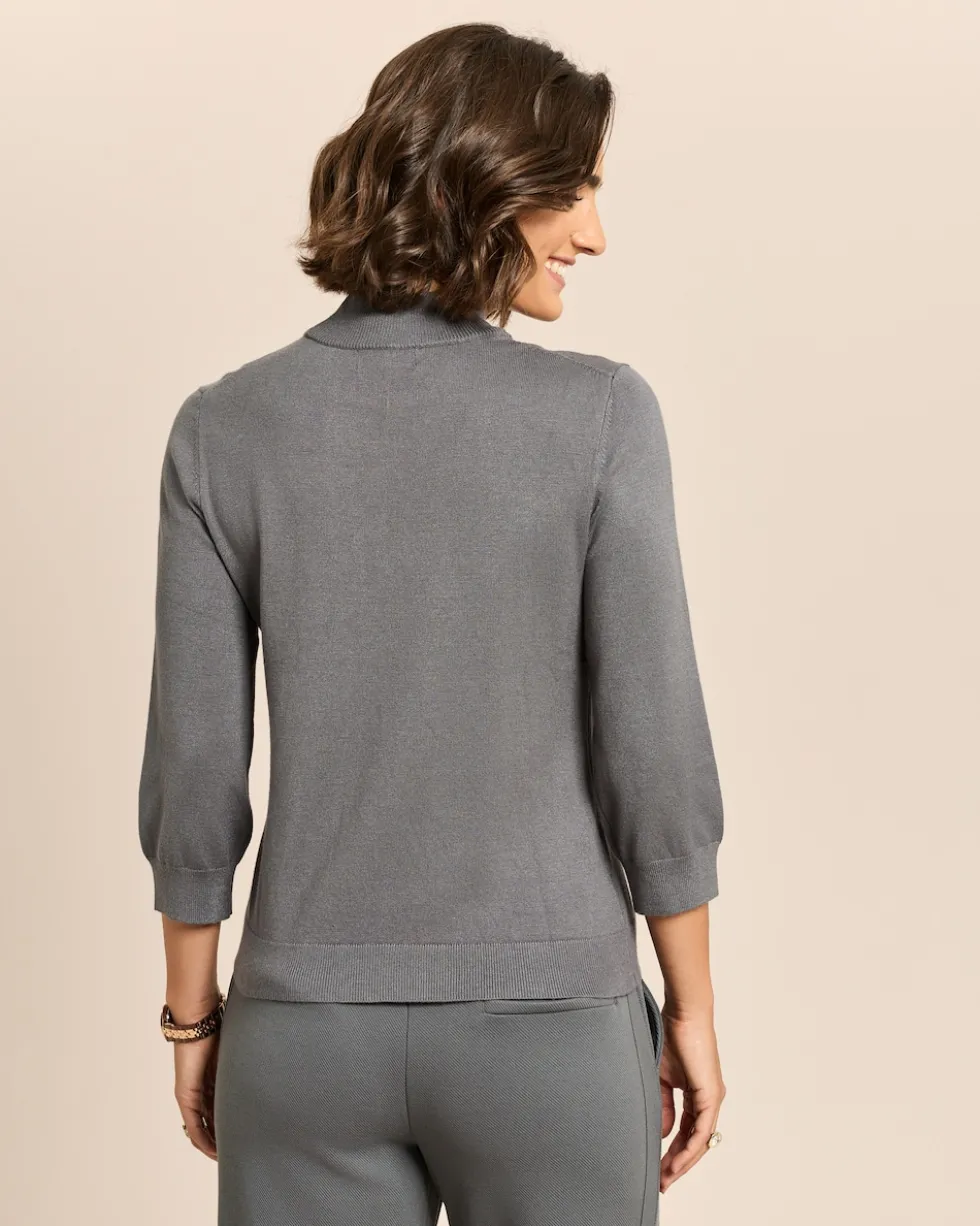 Pullover mit Stehkragen und 3/4 Arm