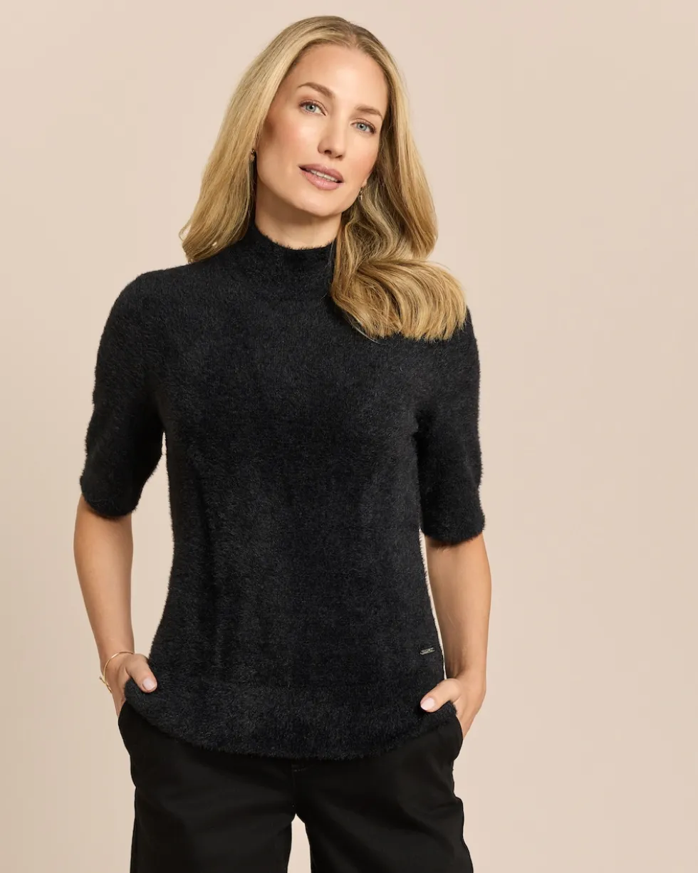 Pullover mit Stehkragen und halbem Arm