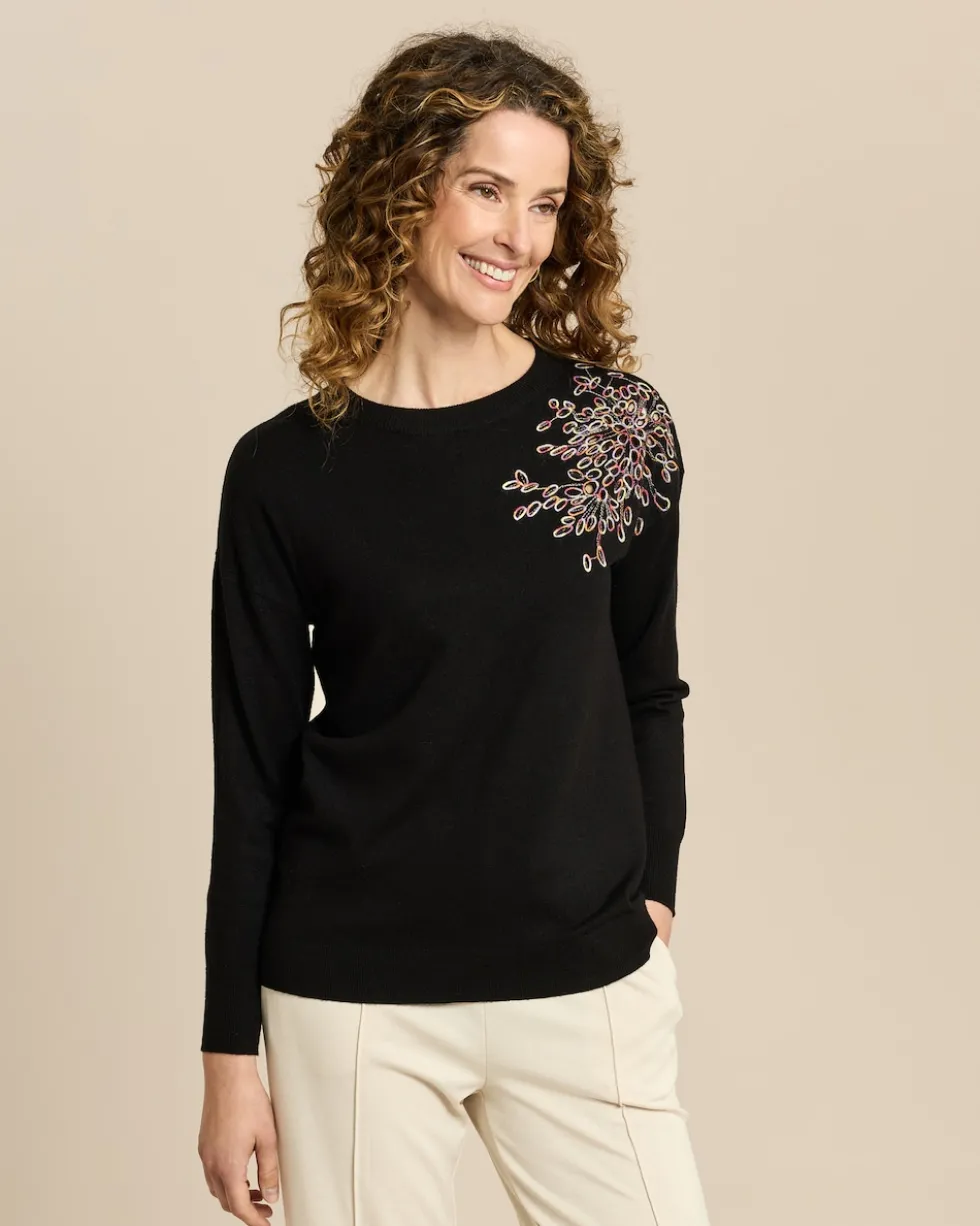 Pullover mit Stickerei und Pailletten