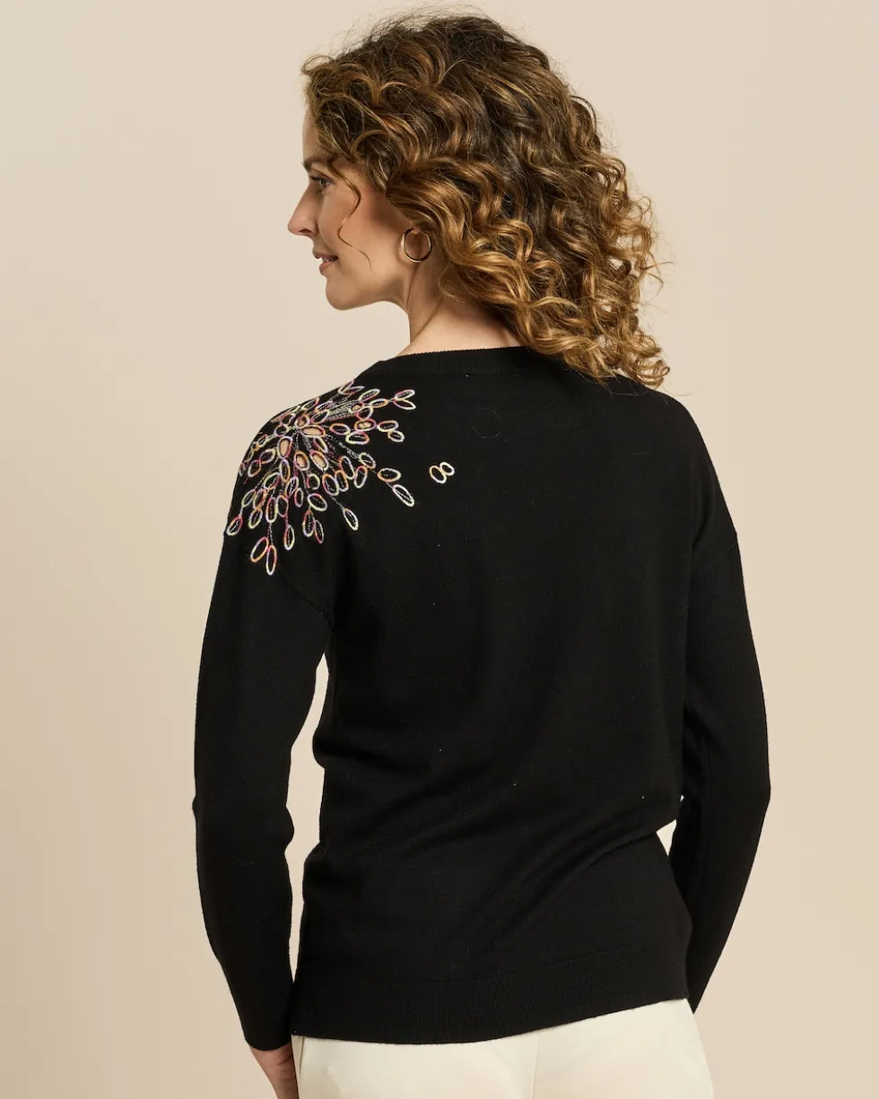 Pullover mit Stickerei und Pailletten