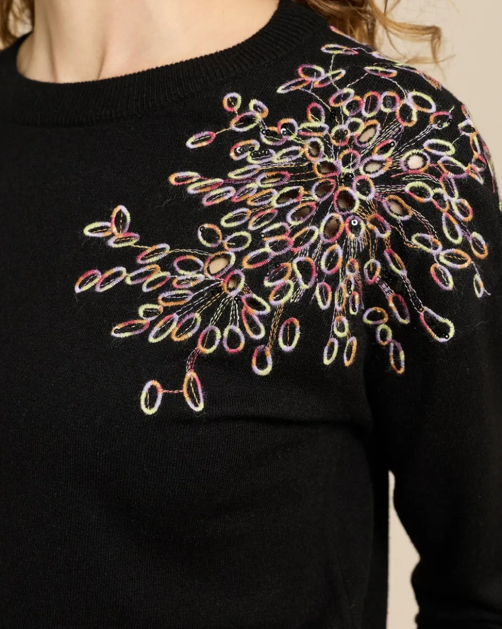 Pullover mit Stickerei und Pailletten