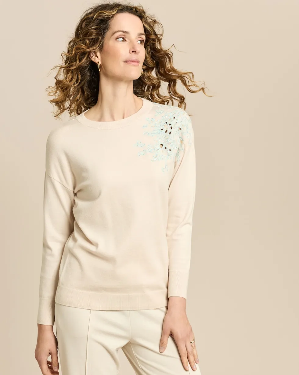 Pullover mit Stickerei und Pailletten