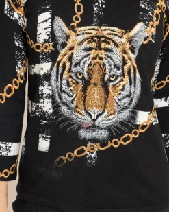 Pullover mit Tigerkopf und Strass