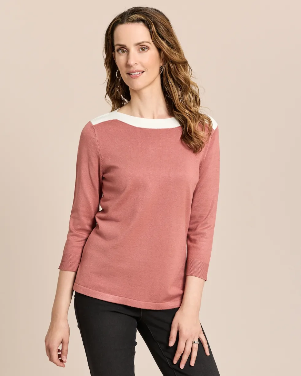 Pullover mit U-Boot-Ausschnitt