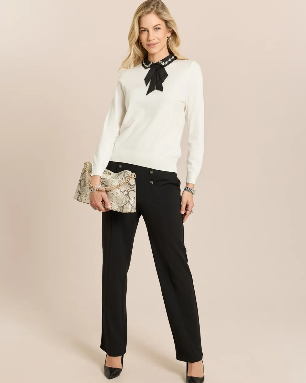 Pullover mit Zierkragen und Schleife