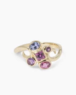 Ring mit Amethyst, Rhodolith & Tansanit