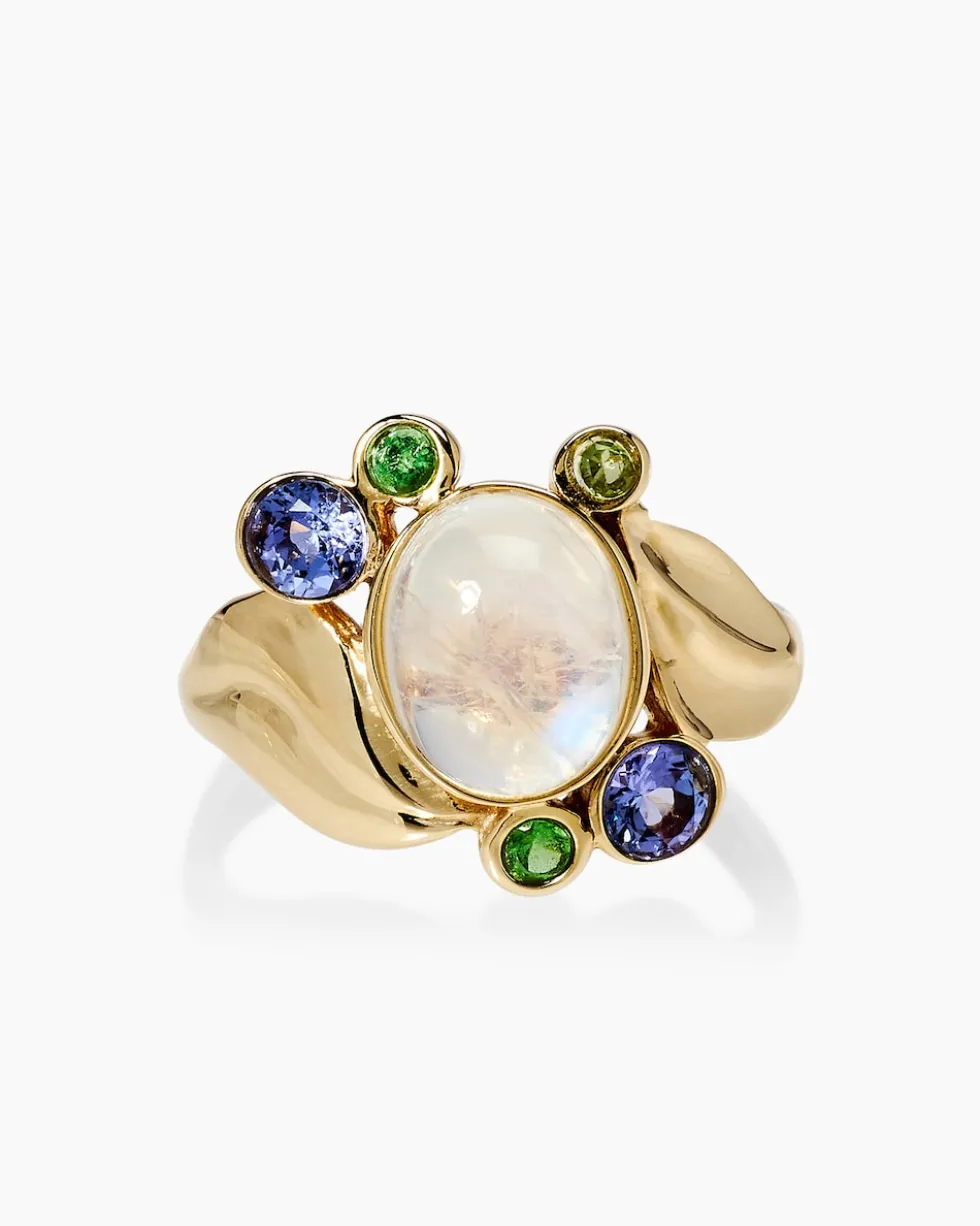 Ring mit Ceylon Mondstein, Tansanit, Turmalin & Tsavorit