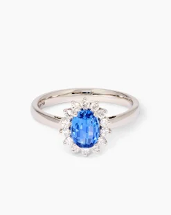 Ring mit Ceylon Saphir & Diamanten