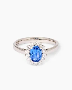 Ring mit Ceylon Saphir & Diamanten