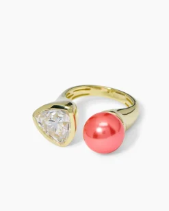Ring mit Muschelkernperle 10 mm & Zirkonia
