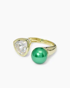 Ring mit Muschelkernperle 10 mm & Zirkonia