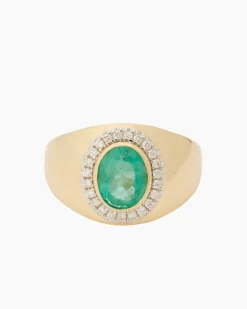 Ring mit Sambia Smaragd + Brillanten