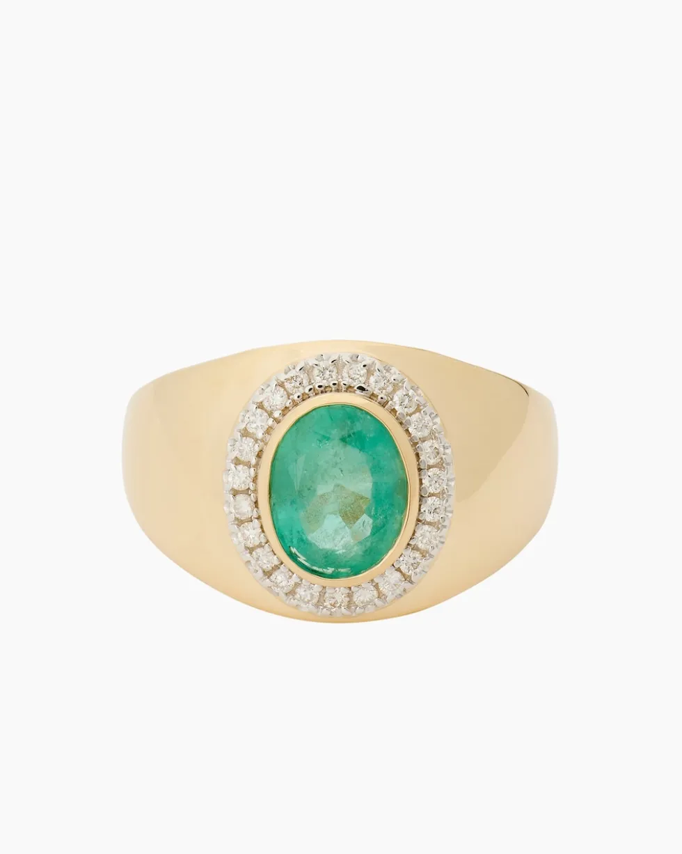 Ring mit Sambia Smaragd + Brillanten