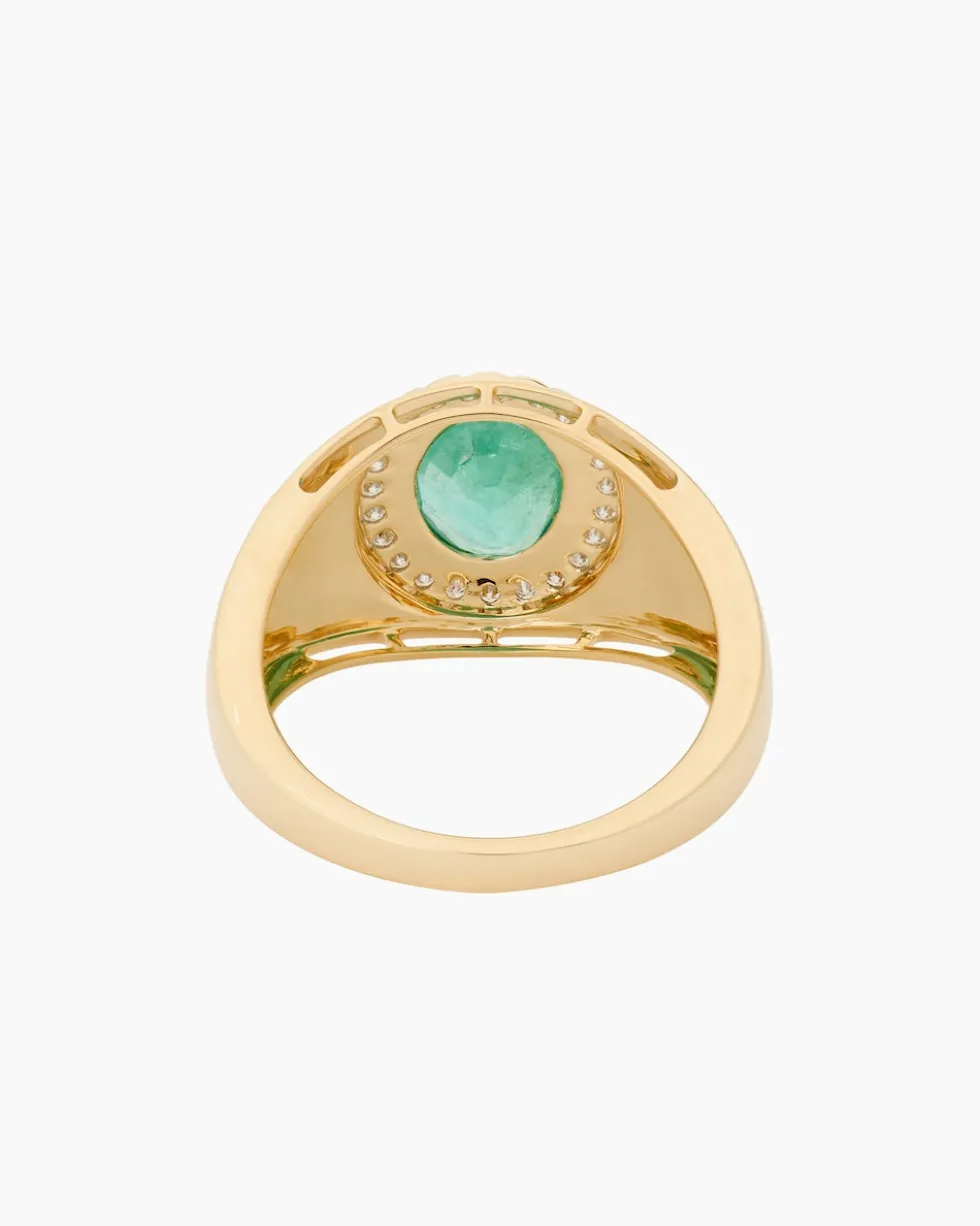 Ring mit Sambia Smaragd + Brillanten