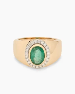 Ring mit Sambia Smaragd + Brillanten