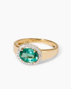 Ring mit Sambia Smaragd & Brillanten