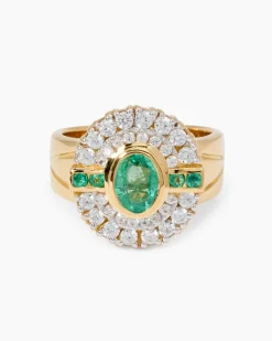 Ring mit Sambia Smaragd & Zirkon