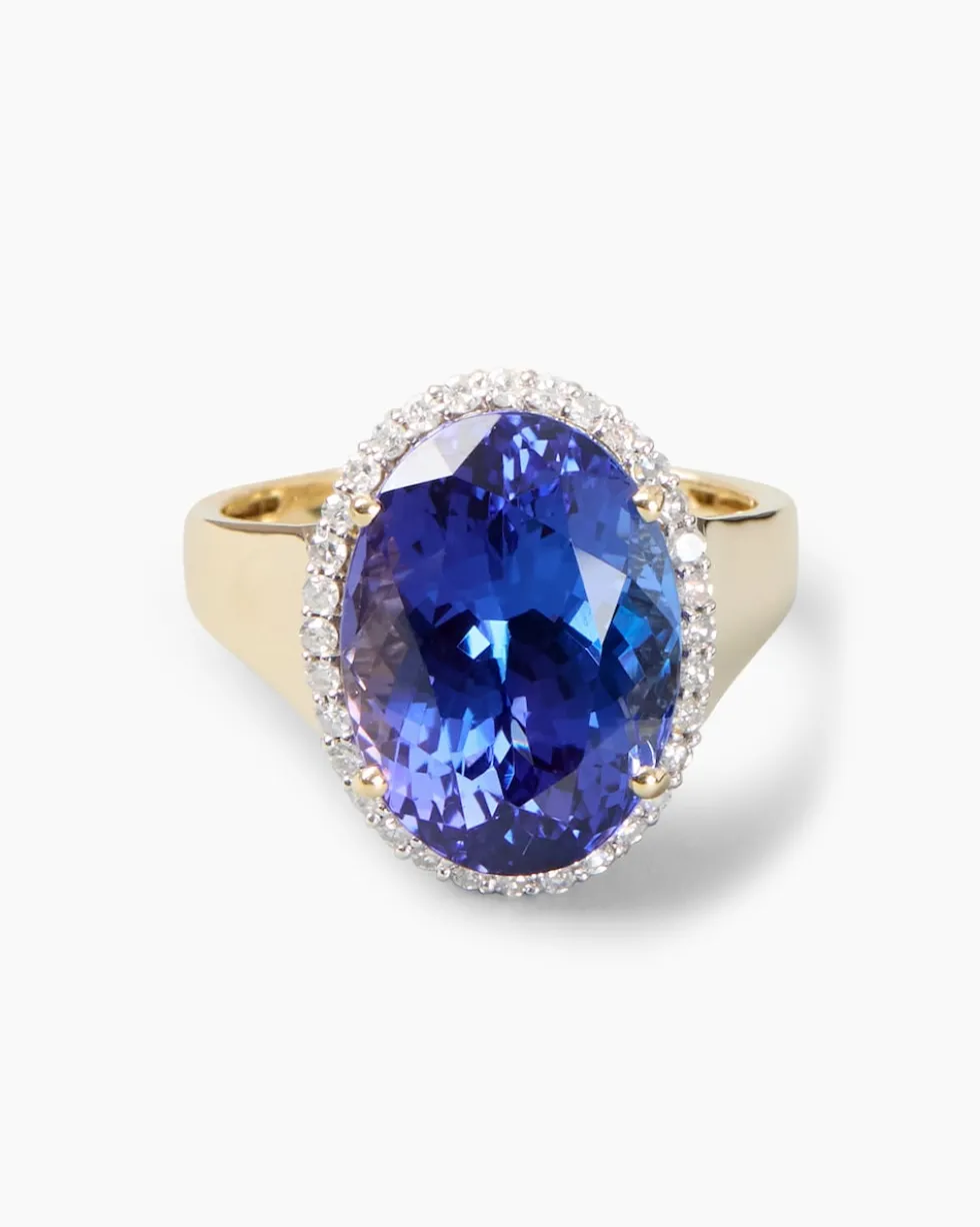 Ring mit Tansanit AAAAA und Diamanten