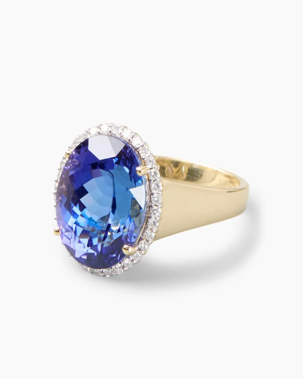 Ring mit Tansanit AAAAA und Diamanten