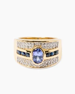 Ring mit Tansanit AAAA, Saphir & Zirkon