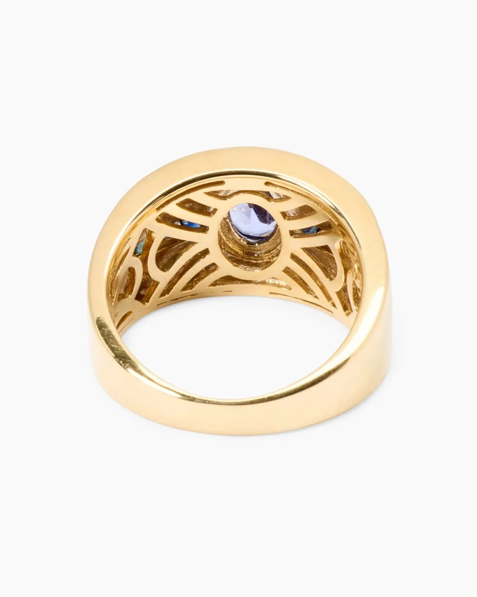 Ring mit Tansanit AAAA, Saphir & Zirkon