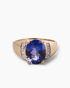 Ring mit Tansanit AAAA+ und Brillanten