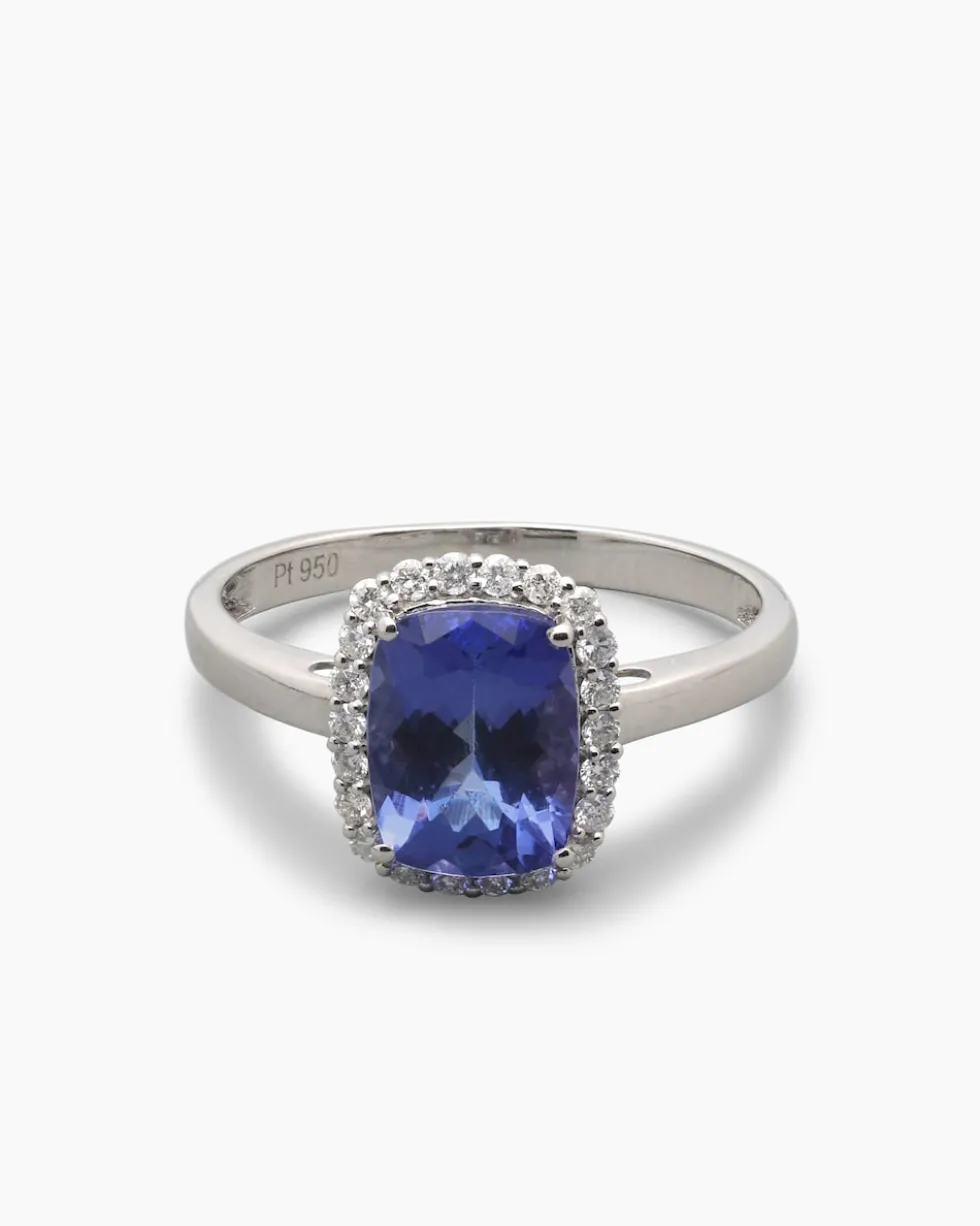 Ring mit Tansanit AAAA+ und Brillanten