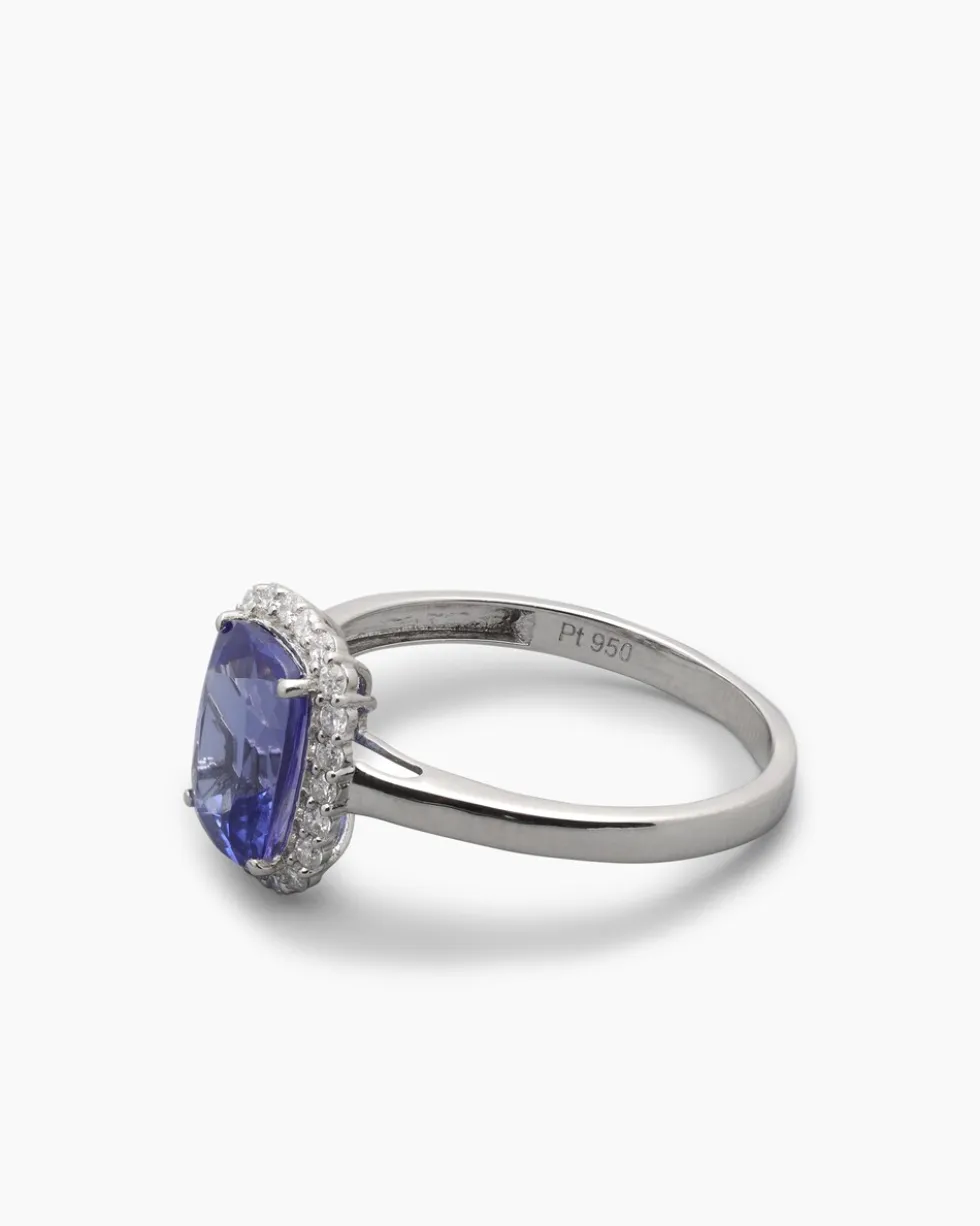 Ring mit Tansanit AAAA+ und Brillanten
